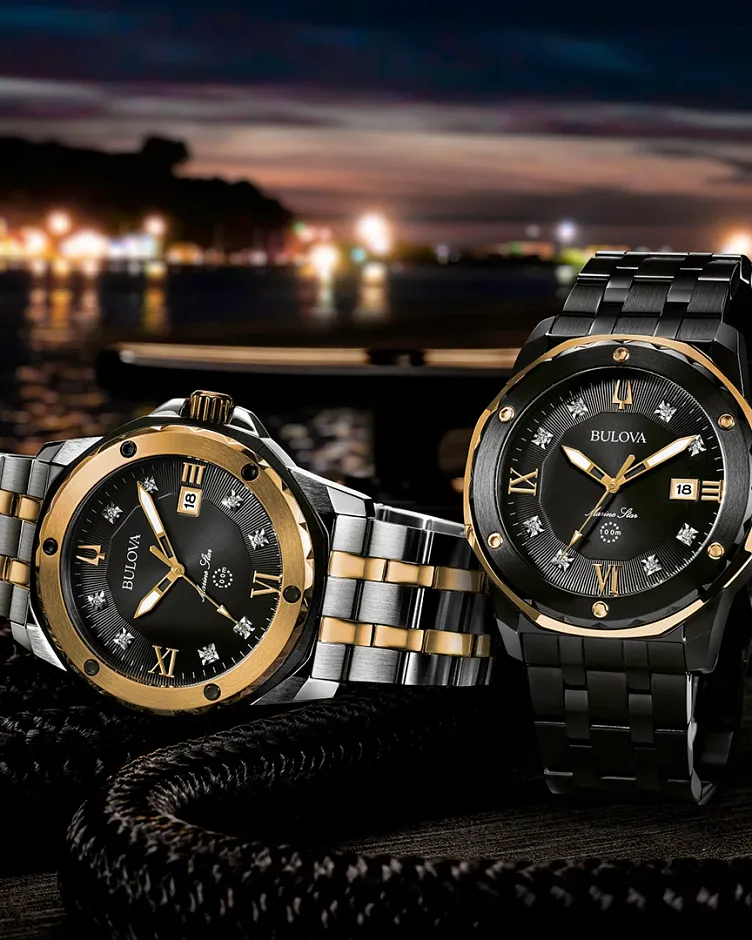 Black Dial Stainless Steel Bracelet Marine Star 98D176 | Bulova Black Dial Stainless Steel Bracelet Marine Star 98D176 | Bulova